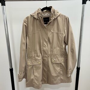 Weatherproof Tan Hooded Rain Jacket